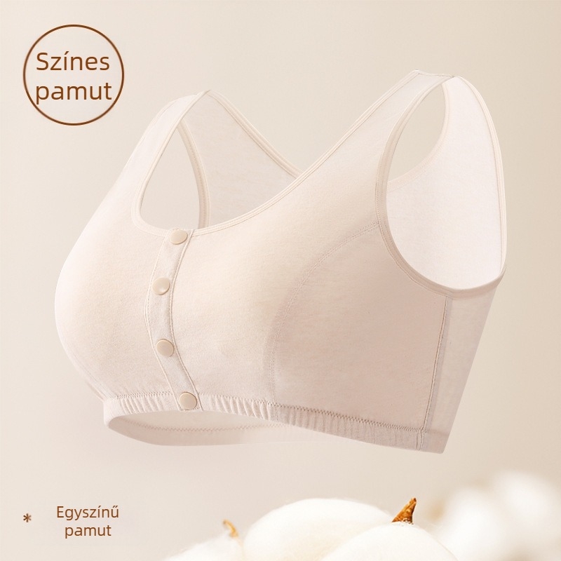100% pamut melltartó-vest idős nőknek, elől gombos zárás, teljes kosár, vékony formázott kosarak