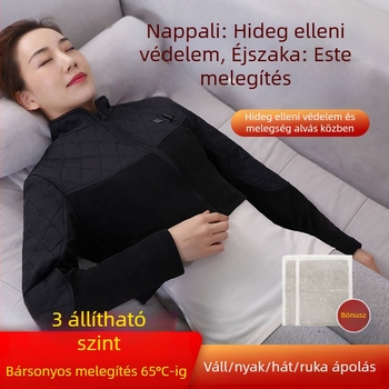 Elektromos melegítő vállöv szénfűtőkábellel, 12V, 24W, 45–65°C, háromfokozatú hőmérsékletszabályozás