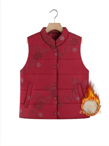 Tang-stílusú női mellény, téli meleg fleece béléssel, vastag és meleg