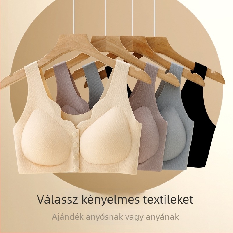 Varrás nélküli melltartó előre záródó, vezeték nélküli, teljes kosár és jacquard anyag