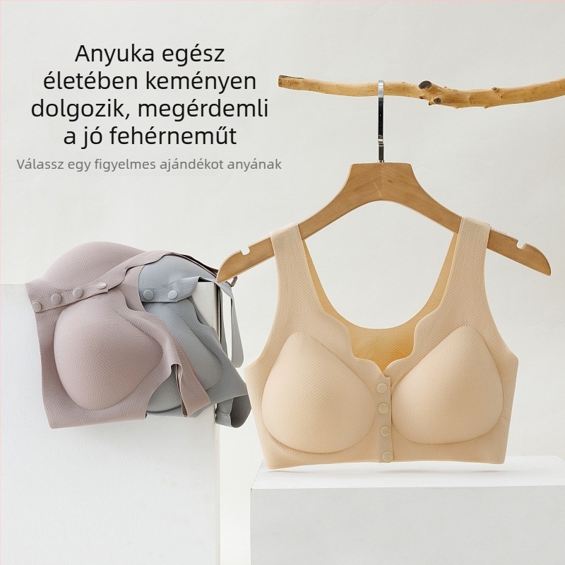 Varrás nélküli melltartó előre záródó, vezeték nélküli, teljes kosár és jacquard anyag