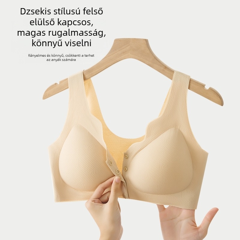 Varrás nélküli melltartó előre záródó, vezeték nélküli, teljes kosár és jacquard anyag