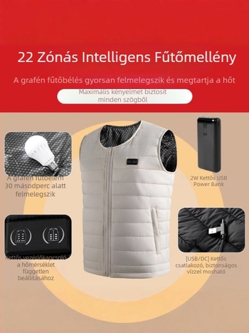 Intelligens melegítő mellény férfiaknak és nőknek, kültéri elektromos fűtés, kapucni nélkül, fleecés bélés, gyapot töltés