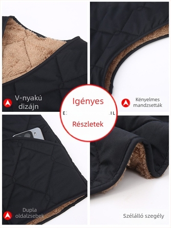 Férfi pamut mellény fleece-betéttel ősz-téli szezonra, testhez álló szabás, meleg alsó réteg