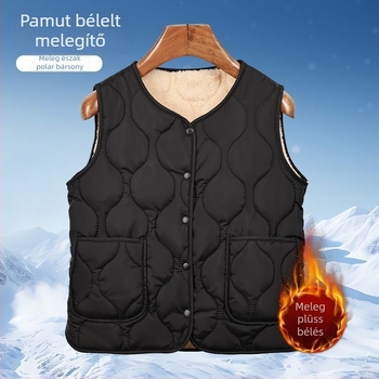 Női ujjatlan mellény fleece béléssel, V-nyakú, rayon anyag, poliészter töltet