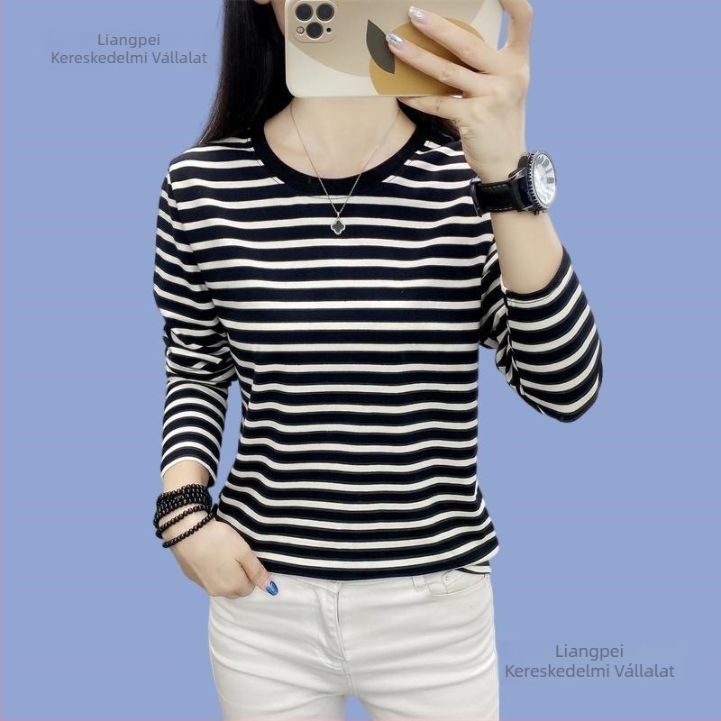 Női pamut-modál hosszú ujjú felső hímzéssel, V-nyakkal, őszi 2025