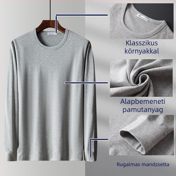 Laza szabású hosszú ujjú póló 100% pamutból, kerek nyakú, valódi zsebbel