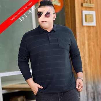 Plusz méretű hosszú ujjú férfi T-shirt középkorú és idős férfiak számára, laza szabás, nagy méret, tavaszi alapdarab