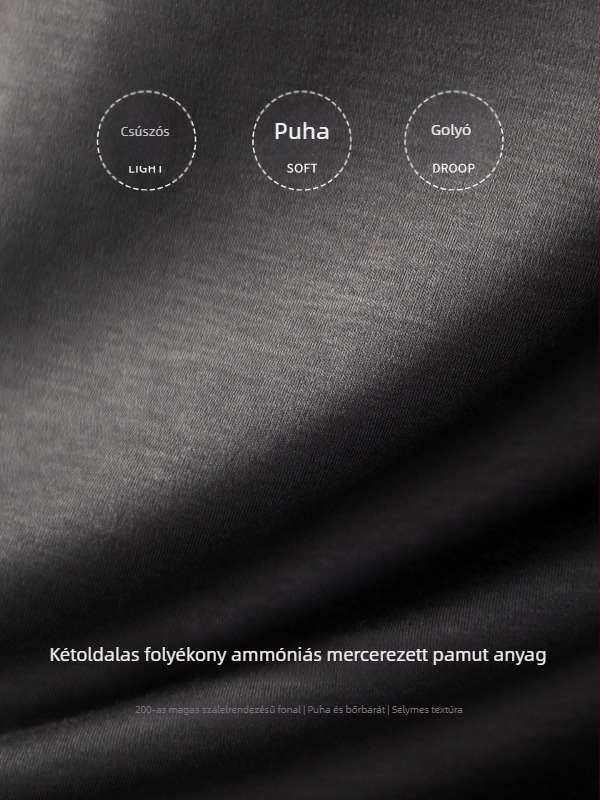 Férfi hosszú ujjú póló dupla merceris pamutból, sima felület, egyszínű, őszi-téli 2025