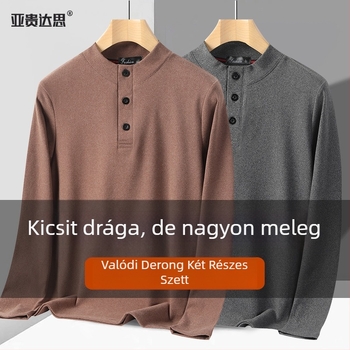 Férfi De Velvet termikus kardigán álló gallérral, hosszú ujjú, 100% poliészter, szabadidős viselet, téli–tavaszi–ősszi
