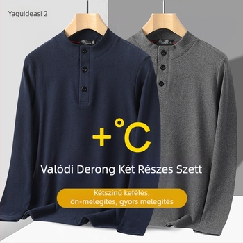 Férfi De Velvet termikus kardigán álló gallérral, hosszú ujjú, 100% poliészter, szabadidős viselet, téli–tavaszi–ősszi