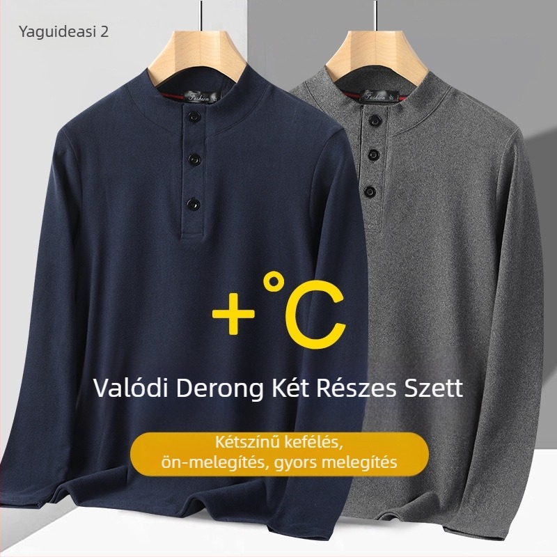 Férfi De Velvet termikus kardigán álló gallérral, hosszú ujjú, 100% poliészter, szabadidős viselet, téli–tavaszi–ősszi