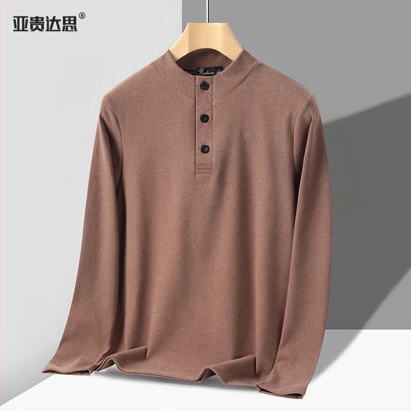 Férfi De Velvet termikus kardigán álló gallérral, hosszú ujjú, 100% poliészter, szabadidős viselet, téli–tavaszi–ősszi