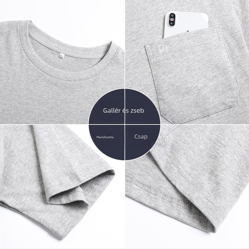 Férfi rövid ujjú póló – 100% pamut, kerek nyakú, lazított szabás, egyszínű