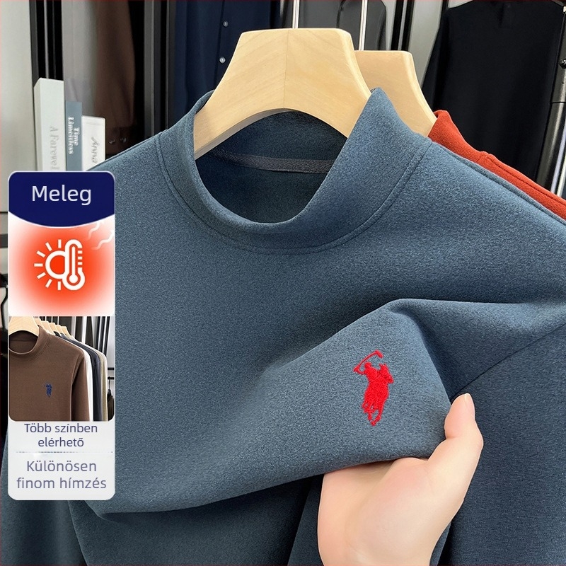 Férfi önmelegítő hímzett termo póló Derong anyagból, vastag, hosszú ujjú