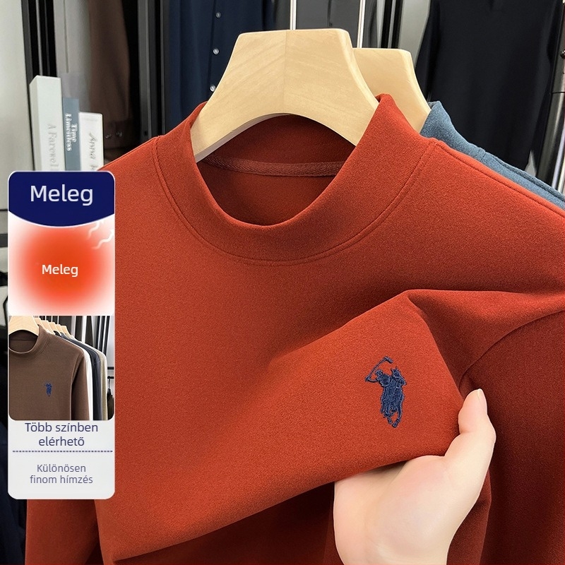 Férfi önmelegítő hímzett termo póló Derong anyagból, vastag, hosszú ujjú