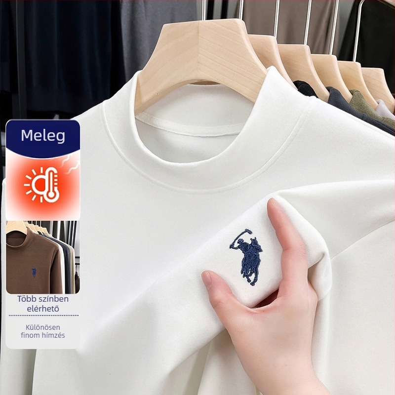 Férfi önmelegítő hímzett termo póló Derong anyagból, vastag, hosszú ujjú