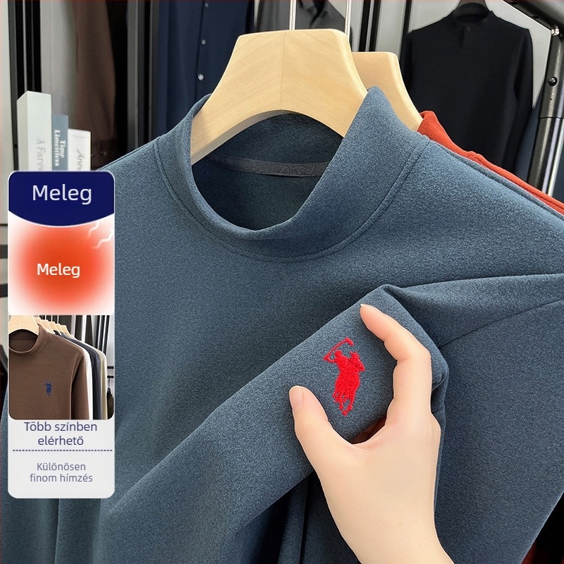 Férfi önmelegítő hímzett termo póló Derong anyagból, vastag, hosszú ujjú