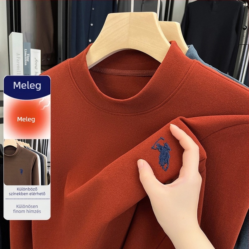 Férfi önmelegítő hímzett termo póló Derong anyagból, vastag, hosszú ujjú