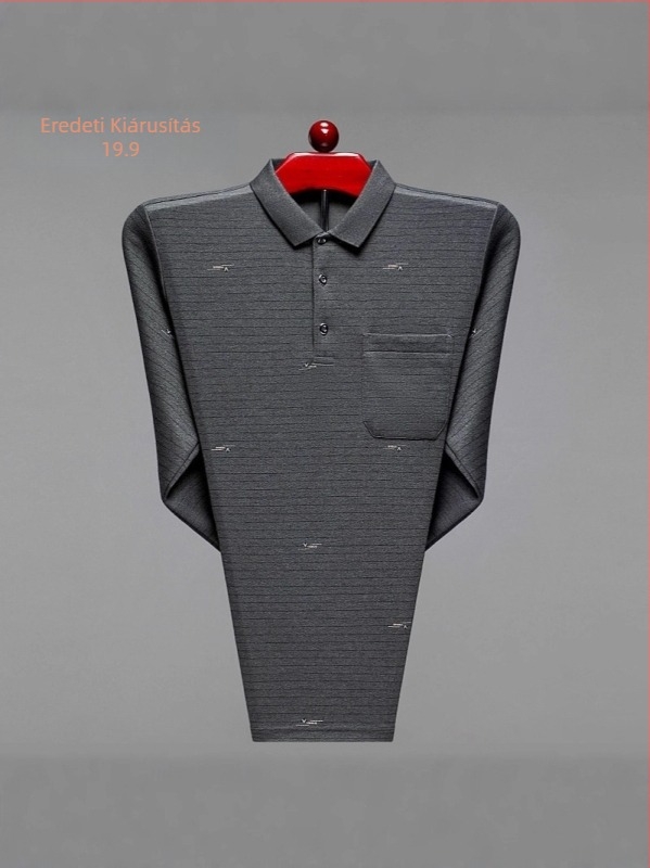 Flórás mintás pamut hosszú ujjú póló (91–95% pamut), antibakteriális, felnőtt férfiaknak