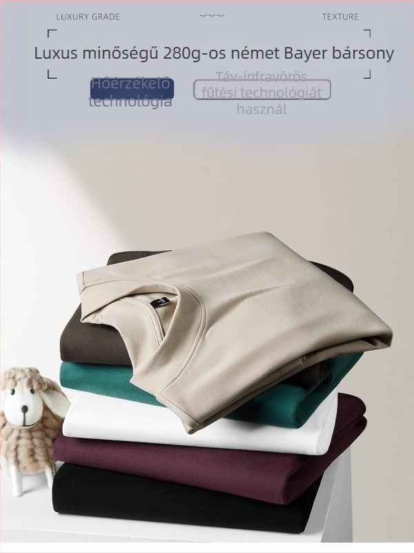 Derong fleece belsővel melegítő aláöltözet férfiaknak, őszi–téli, 280 g, fél magas gallér, hosszú ujjú