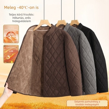 Fleece-belelt vastag téli pamutkabát férfiaknak, corduroy külsővel, meleg