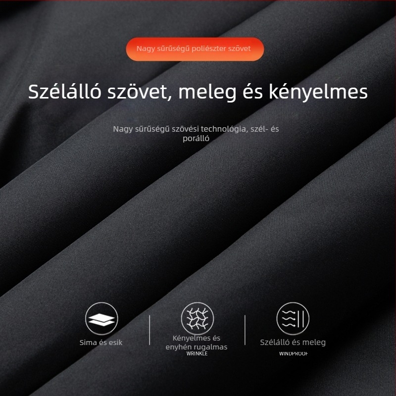 Középkorú és idősebb férfiak számára vastag pamuttal bélelt dzseki, tél 2025, állig érő gallér, egyszínű, mindennapi meleg