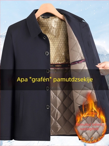Téli tömött pamutkabát idős férfiak számára