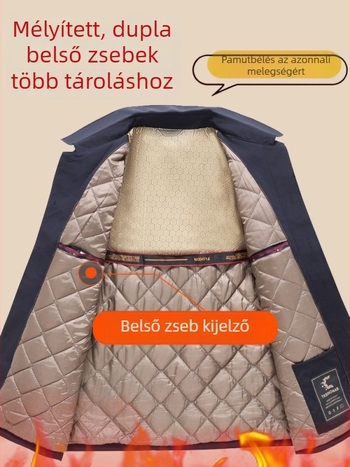 Téli tömött pamutkabát idős férfiak számára