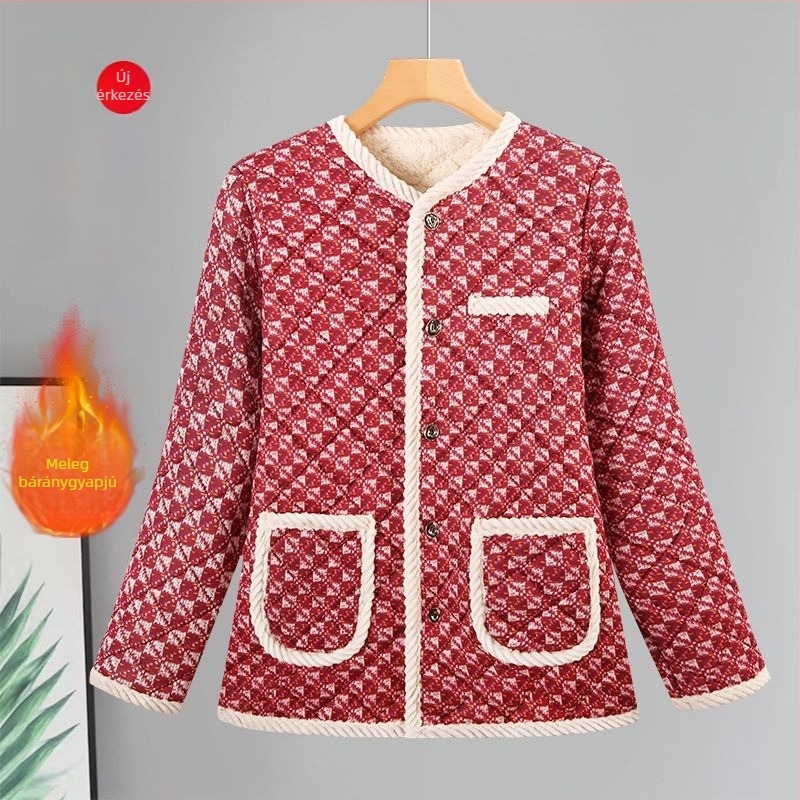 Új női téli pamutból készült bélelt kabát, Chanel-stílus, fleece belsővel és extra vastagsággal, elegáns otthoni viselet felnőtt nők számára