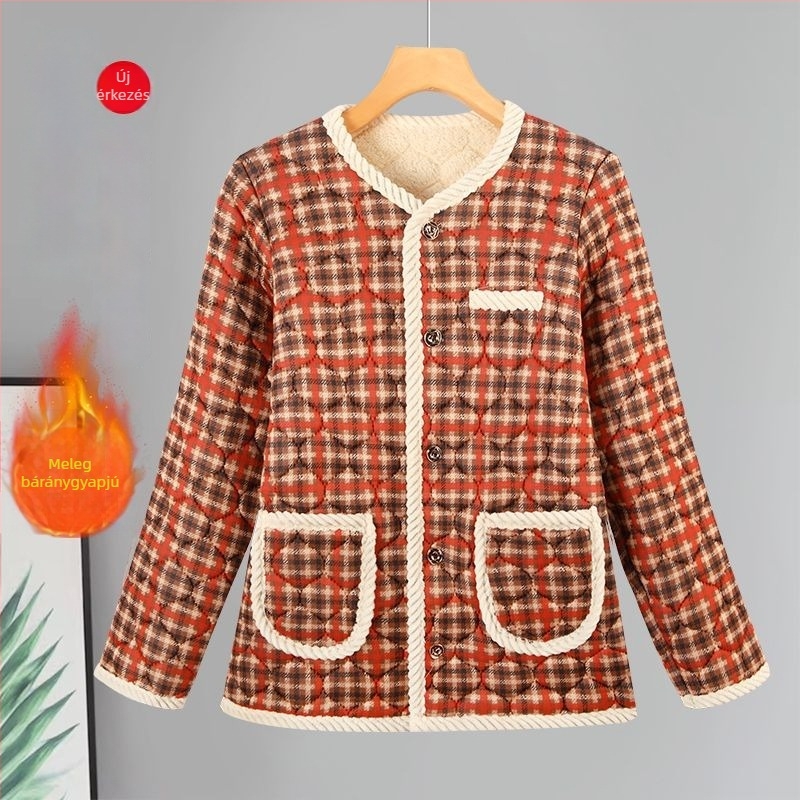 Új női téli pamutból készült bélelt kabát, Chanel-stílus, fleece belsővel és extra vastagsággal, elegáns otthoni viselet felnőtt nők számára
