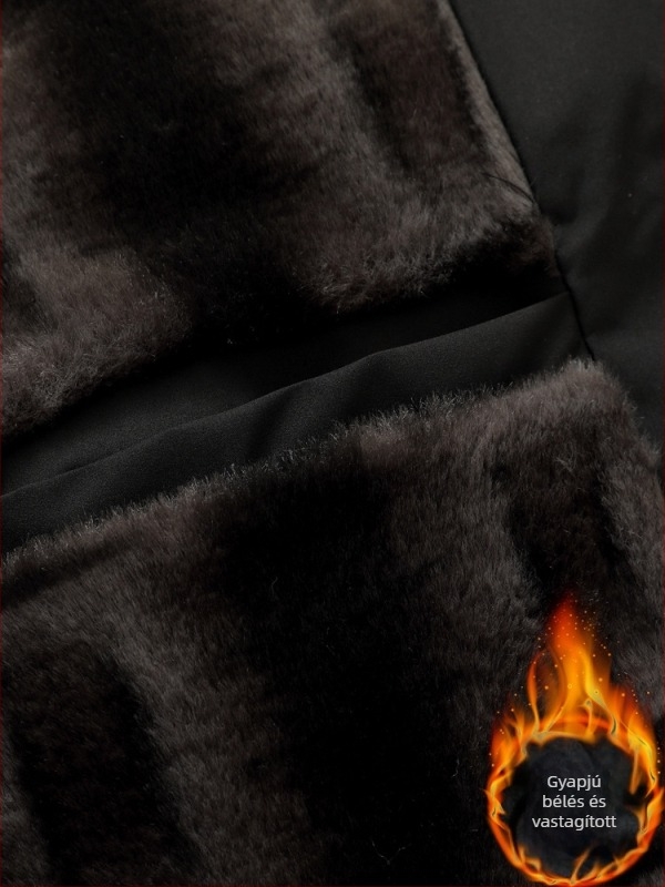 Férfi téli kabát fleece béléssel, vastag pamutból készült, meleg külső ruházat középkorú férfiaknak
