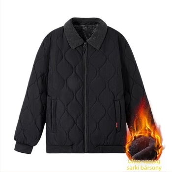Téli vastag Arctic Velvet férfi pamutbélelt kabát, laza szabás, Turn-Down Collar