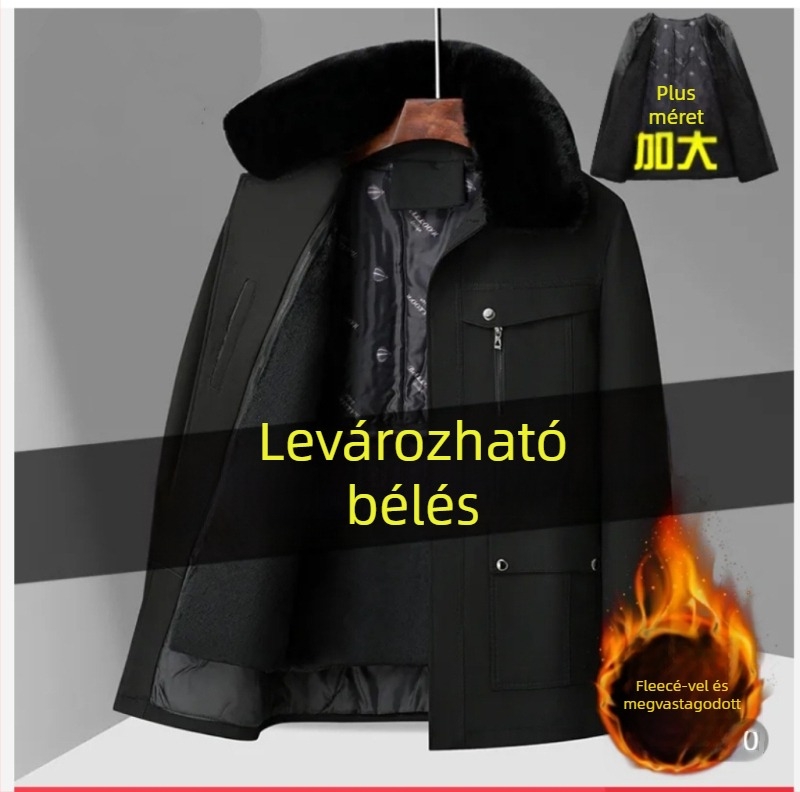 Középhosszú pamutkabát fleece béléssel, kapucnival, elülső cipzár, töltés pamutkeverék, oldalsó zsebek