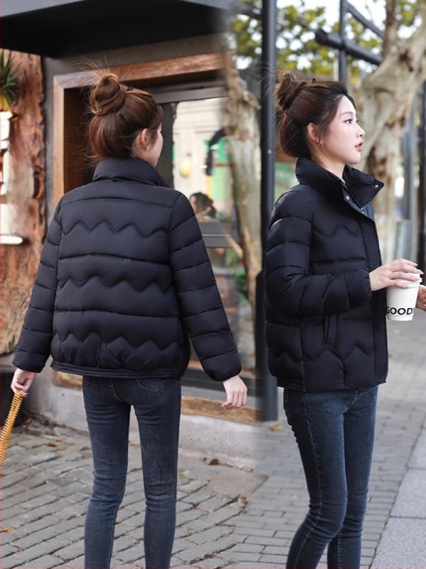 Pluszméretű rövid pamut kabát középkorú és idős nőknek, vastag téli külső, elegáns mindennapi viselet