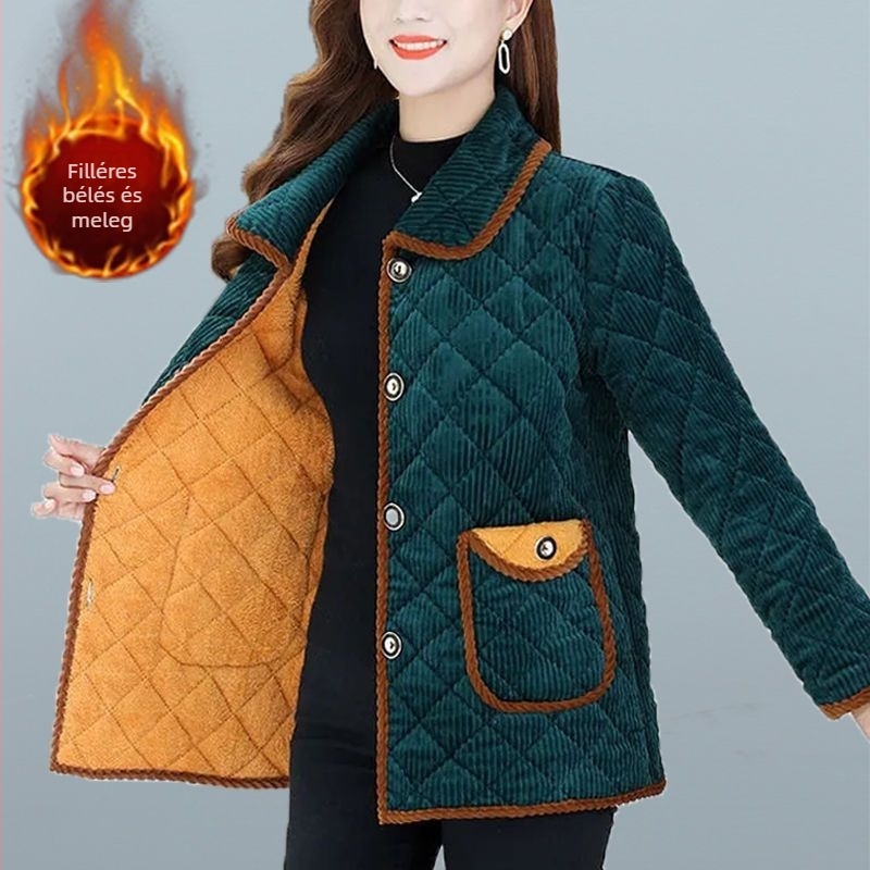 Női téli kabát fleece béléssel (Töltet: selyem-poliészter; Anyag: chenille; Fő anyag: spandex; Hossz: ultra rövid ≤40 cm)