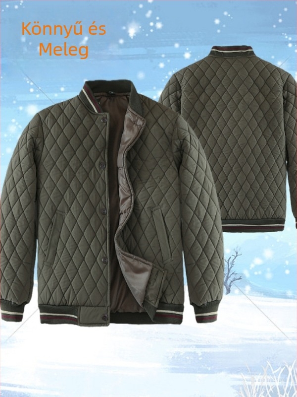 Férfi pamut töltött kabát — minimalist stílus, szabad szabás, egysoros záródás, pamut töltet, belső pamut bélés