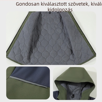 Téli vastag bélelt munkaruha kapucnival, egyedi logóval, szél- és vízálló
