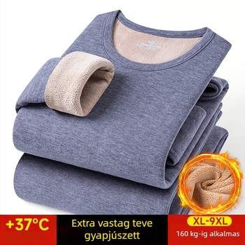 Férfiaknak szánt termoszett teve-gyapjúból, fleece-beléssel, extrán vastag (401–500 g/m²), két darabos dzseki és nadrág