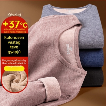 Férfiaknak szánt termoszett teve-gyapjúból, fleece-beléssel, extrán vastag (401–500 g/m²), két darabos dzseki és nadrág