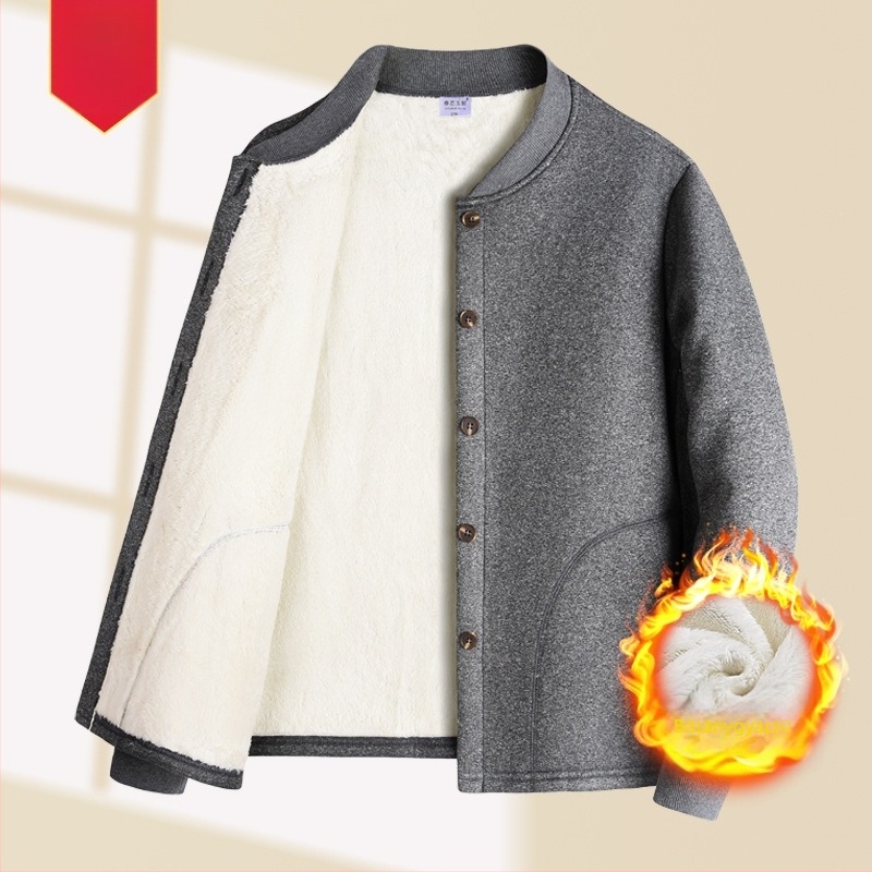 Időseknek szóló melegítő készlet – dupla rétegű felső Milk Silk és poliészterből, kardigán Sherpa Velvet és nadrág, meleg, antibakteriális, anti-pilling