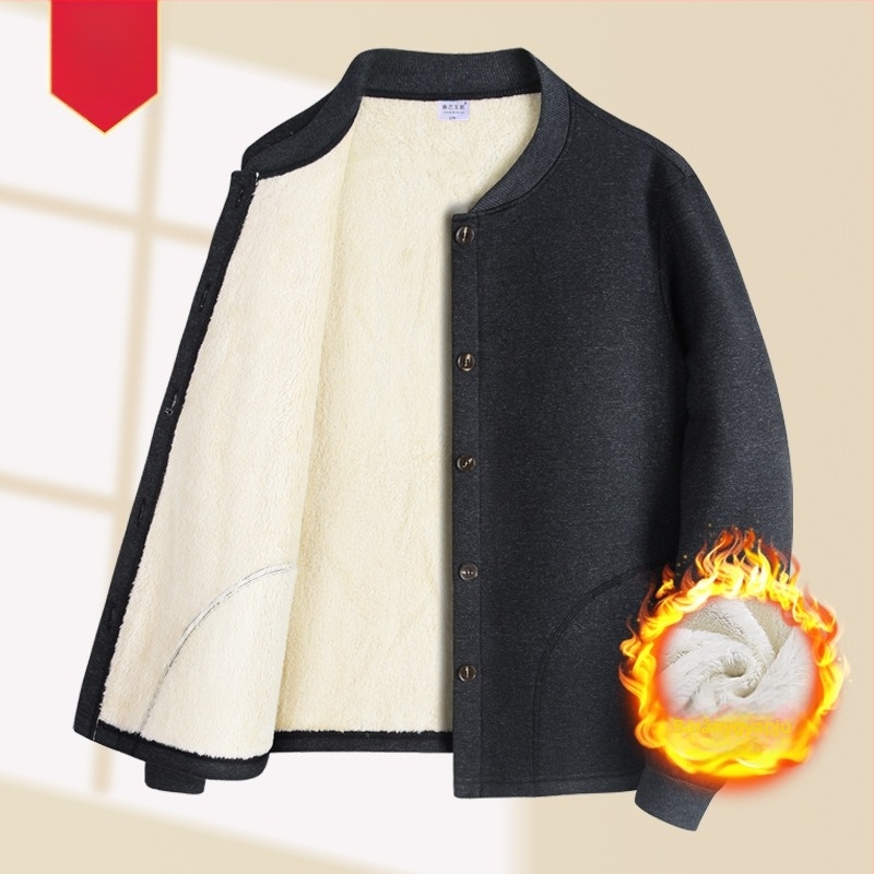 Időseknek szóló melegítő készlet – dupla rétegű felső Milk Silk és poliészterből, kardigán Sherpa Velvet és nadrág, meleg, antibakteriális, anti-pilling