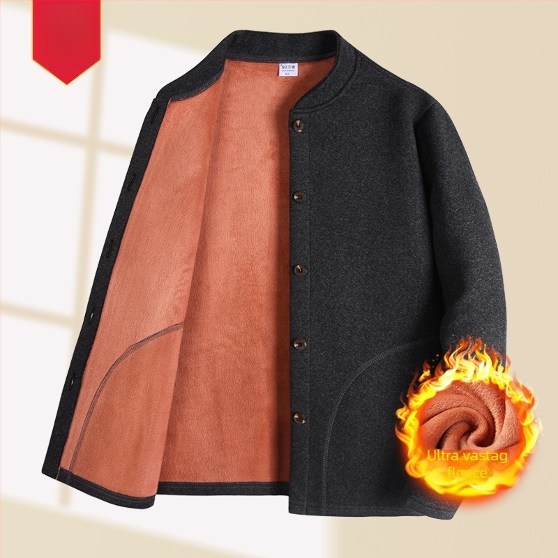 Időseknek szóló melegítő készlet – dupla rétegű felső Milk Silk és poliészterből, kardigán Sherpa Velvet és nadrág, meleg, antibakteriális, anti-pilling