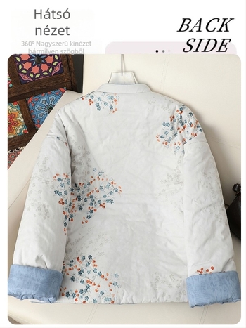 Női vastag pamutkabát, belső pamut töltettel, 95% poliészter, magas gallér, tél 2025