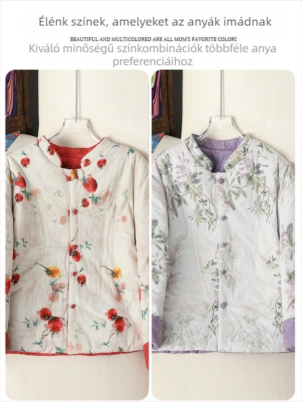 Női vastag pamutkabát, belső pamut töltettel, 95% poliészter, magas gallér, tél 2025