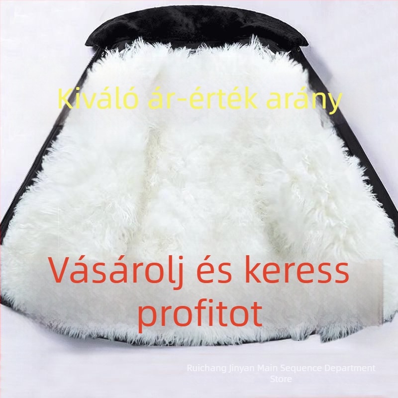 Férfi téli kabát pamut töltéssel, integrált bőrrel és szőrmével, vastag és meleg, kapucnis