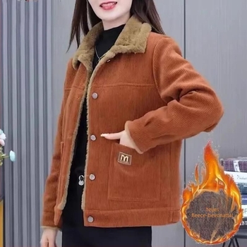 Chenille kabát spandex <30% tartalommal, vastag fleece bélés, polo gallér, hosszú ujjú, egy soros gombolás