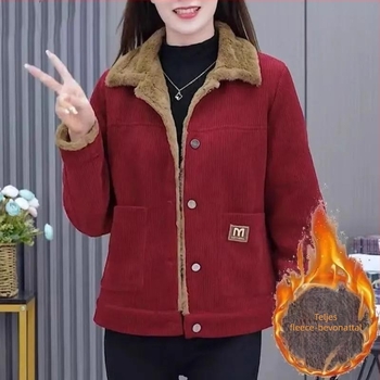 Chenille kabát spandex <30% tartalommal, vastag fleece bélés, polo gallér, hosszú ujjú, egy soros gombolás