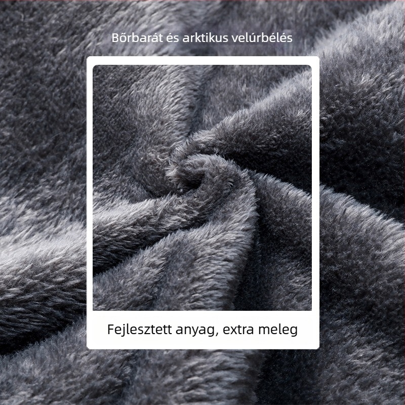 Férfi téli pamutkabát belső béléssel, felhő-pamut töltet, reveros kardigán-stílus, plusz méret