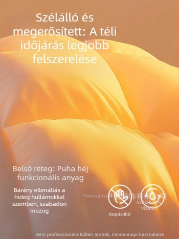 Női gyapjú töltésű kabát poliészter külsővel, hosszú ujjú, V-nyakú, egygombos zárás, nedvességálló és szélálló